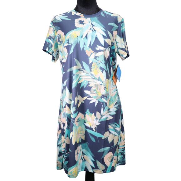 Columbia Fork Stream Floral Dress - Womens Small - Navy/Teal/Peach/Yellow - NWT - Picture 2 of 8